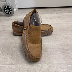 Tan Suede Slip-On Loafers with Moccasin Toe
